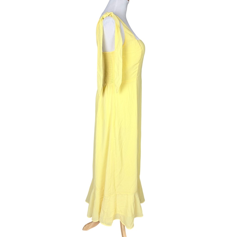 NWT Lulus Summer Invite Yellow Tie-Strap Tiered Midi Dress Size L - Picture 6 of 13